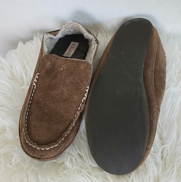 OluKai Women's Nohea Shearling Lined Slipper Winter Shoes Brown Size 9W 🌴 - Picture 8 of 10